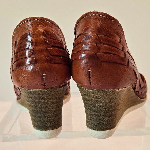MEXICO EN LA PIEL Women's  Huarache Sandals/Wedge, Closed Toe Sz: 6 Tan - Picture 7 of 15